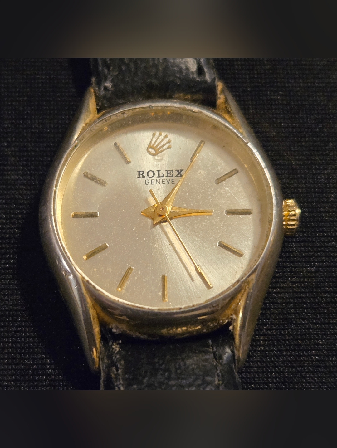 Rolex Silver Dial With Gold Accents Womans Dress Watch